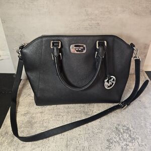 Michael Kors Large Ciara Satchel Handbag Black Career Crossbody Strap